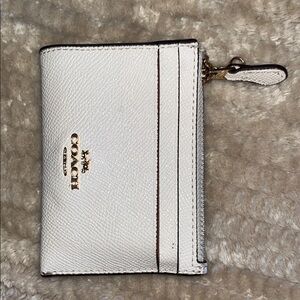 Coach Ivory Leather Card Holder with Gold Accents